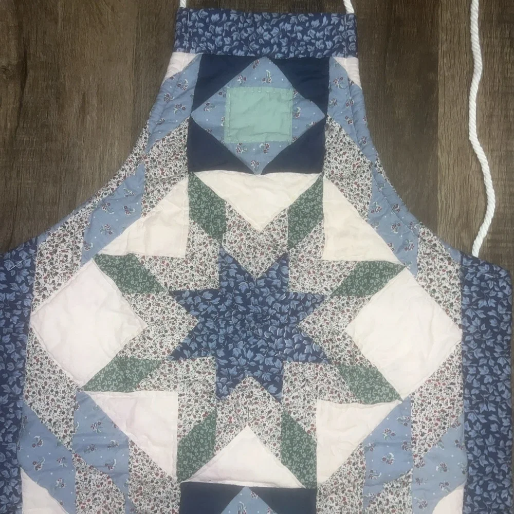 Quilted Kitchen Apron Blue Color Adult